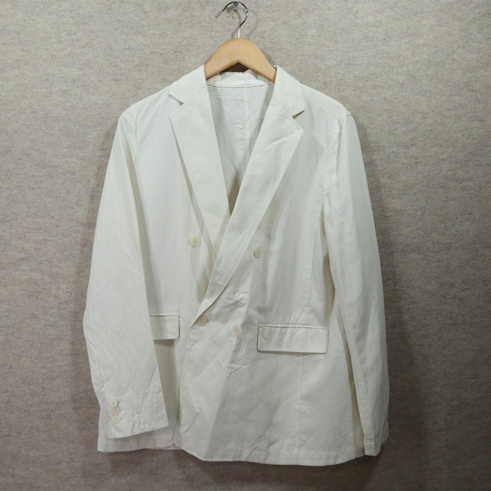 Uniqlo Linen Blend Jacket S Modern Off White NWT Double Breasted Blazer